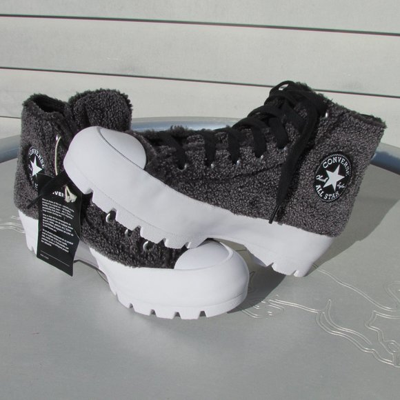 Converse Chuck Taylor All Star HighTop Gray Sherpa Platform Lugged Woman 7 NWT - Picture 11 of 11